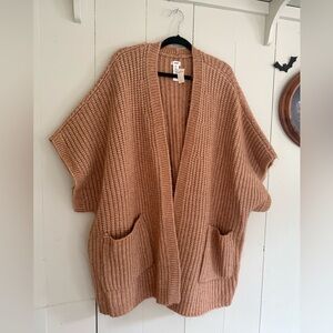Aerie Oversized Chunky Knit Cardigan Kimono Sleeve Tan NWT Size L/XL